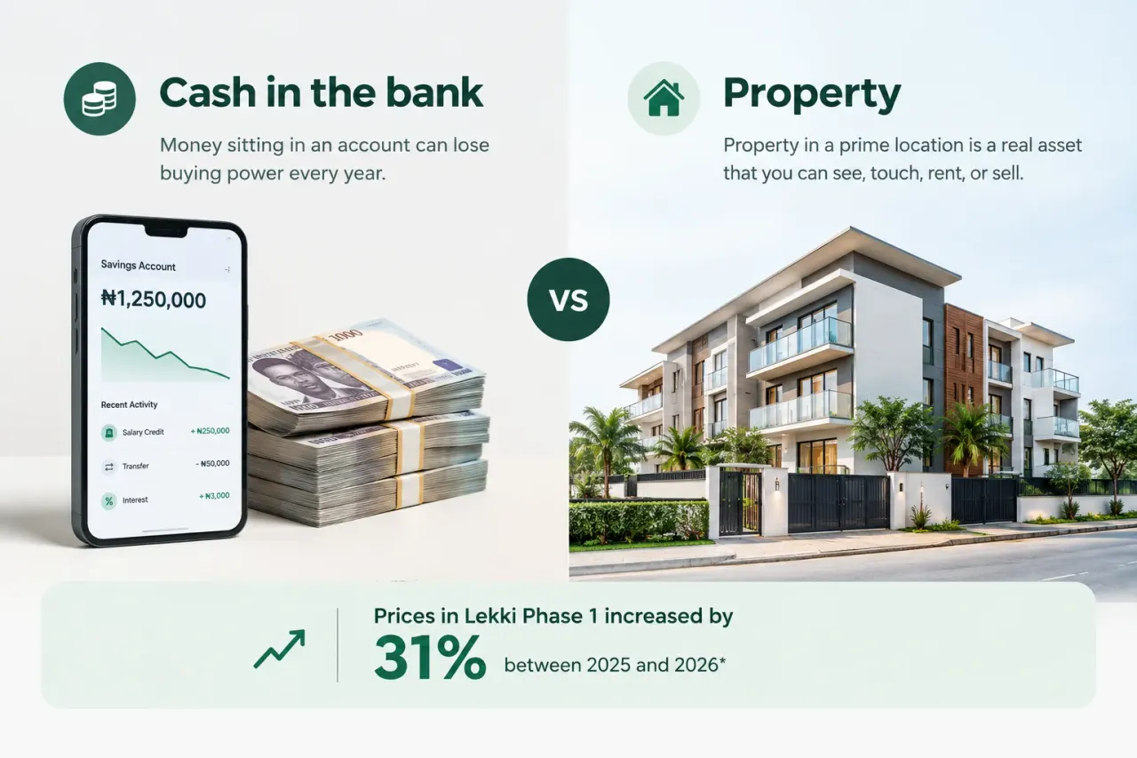 Cash in the bank versus property: Lekki Phase 1 prices increased by 31% between 2025 and 2026