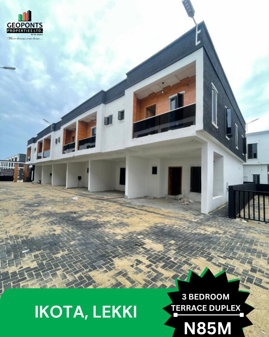 3 Bedroom Terrace Duplex Suitable for Shortlet Investment in Ikota, Lekki.