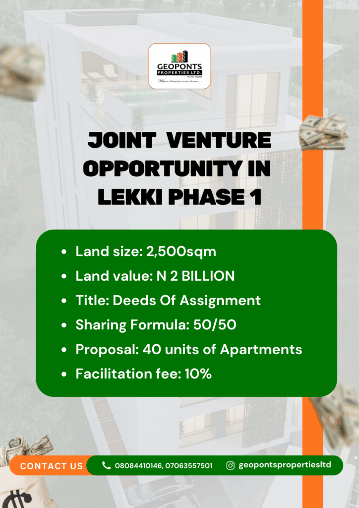JV opportunity in Lekki, 2500sqm Land