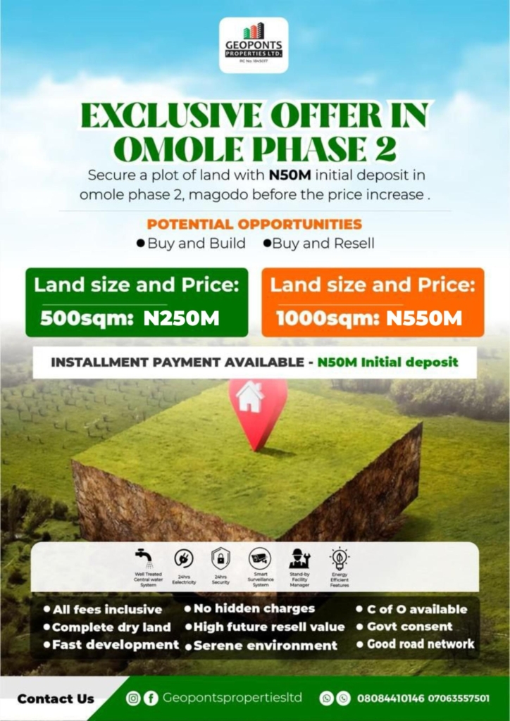 Commercial land available in Omole phase 2, Ikeja. 1000sqm